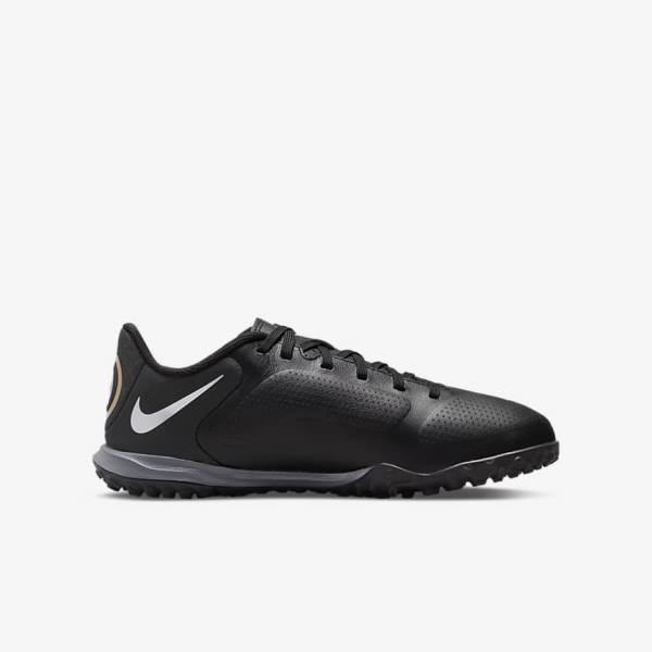 Botas de fútbol Nike Jr. Tiempo Legend 9 Academy TF Older Turf Niños Negras Gris Oscuro Metal Doradas Negras | NK719EQR