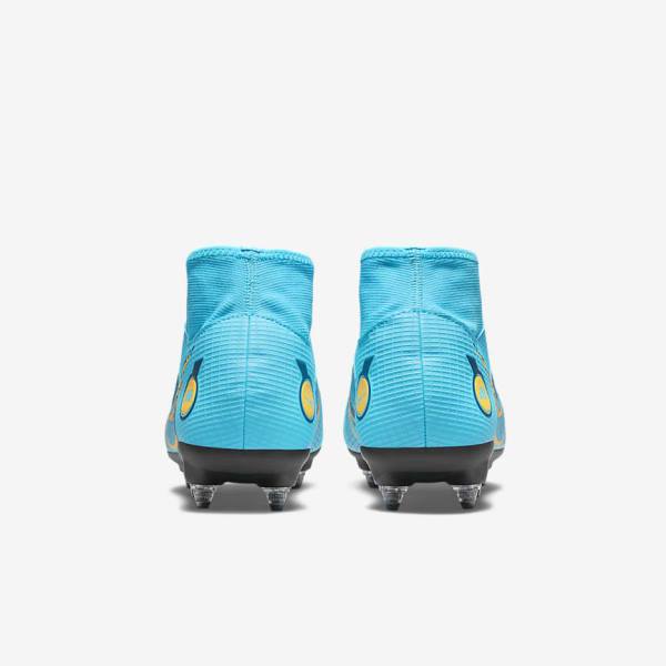 Botas de fútbol Nike Mercurial Superfly 8 Academy SG-PRO Anti-Clog Traction Soft-Grounds Mujer Azules Naranjas | NK056VGU