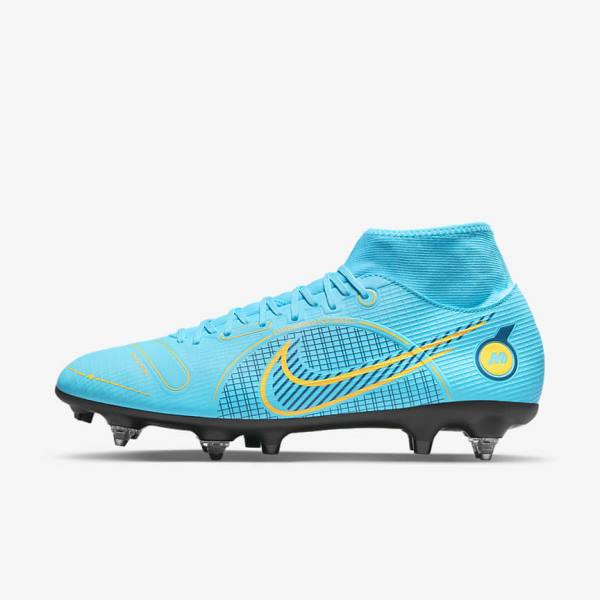 Botas de fútbol Nike Mercurial Superfly 8 Academy SG-PRO Anti-Clog Traction Soft-Grounds Mujer Azules Naranjas | NK056VGU