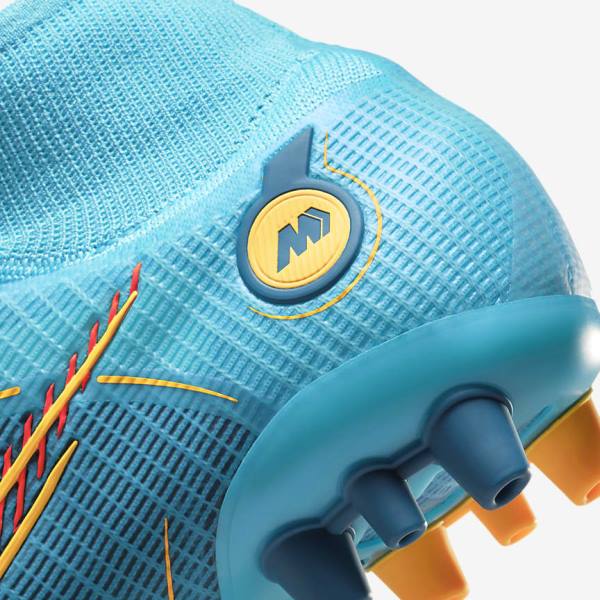 Botas de fútbol Nike Mercurial Superfly 8 Elite AG Artificial-Grasss Hombre Azules Naranjas | NK143QCH