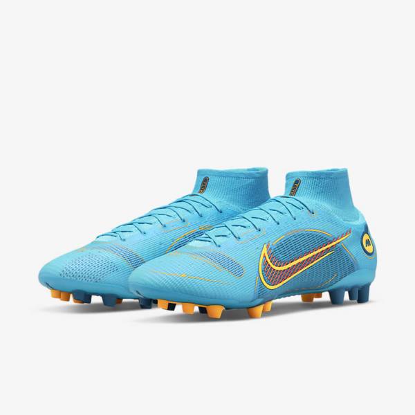 Botas de fútbol Nike Mercurial Superfly 8 Elite AG Artificial-Grasss Mujer Azules Naranjas | NK301XPT