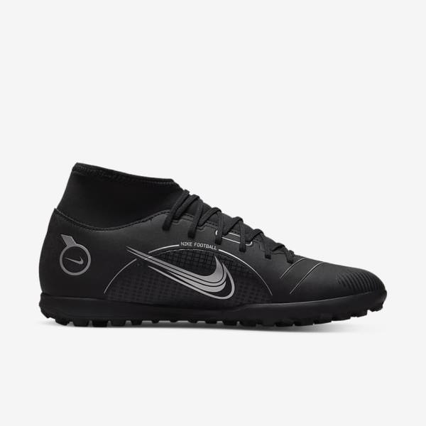 Botas de fútbol Nike Mercurial Superfly 8 Club TF Turf Hombre Negras Gris Metal Plateadas | NK392GVS