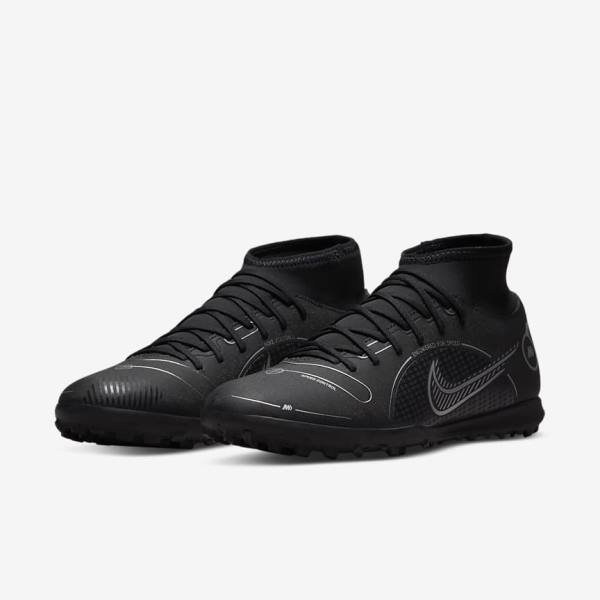 Botas de fútbol Nike Mercurial Superfly 8 Club TF Turf Hombre Negras Gris Metal Plateadas | NK392GVS