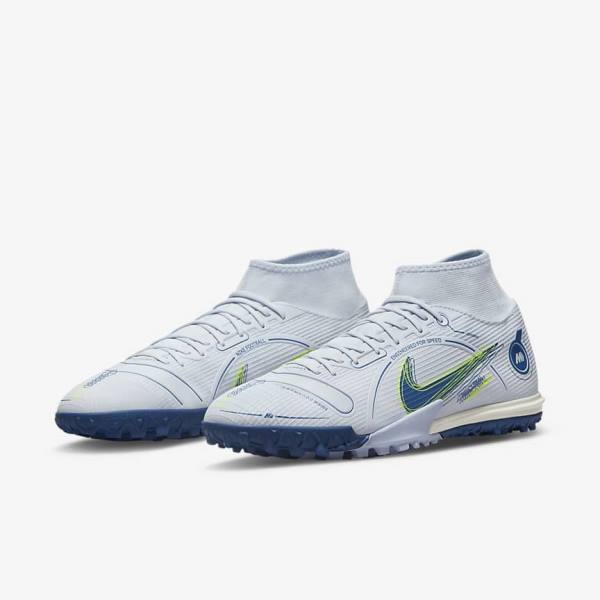 Botas de fútbol Nike Mercurial Superfly 8 Academy TF Turf Hombre Gris Azules Claro Azules Oscuro | NK589CHV