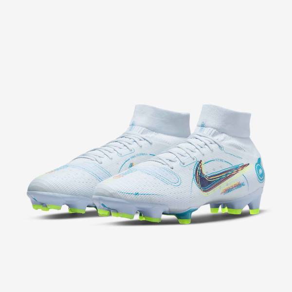 Botas de fútbol Nike Mercurial Superfly 8 Pro FG Firm-Ground Mujer Gris Azules Claro Azules Oscuro | NK596ORI