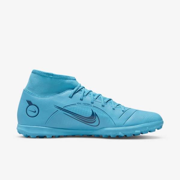 Botas de fútbol Nike Mercurial Superfly 8 Club TF Turf Mujer Azules Naranjas | NK791JNA