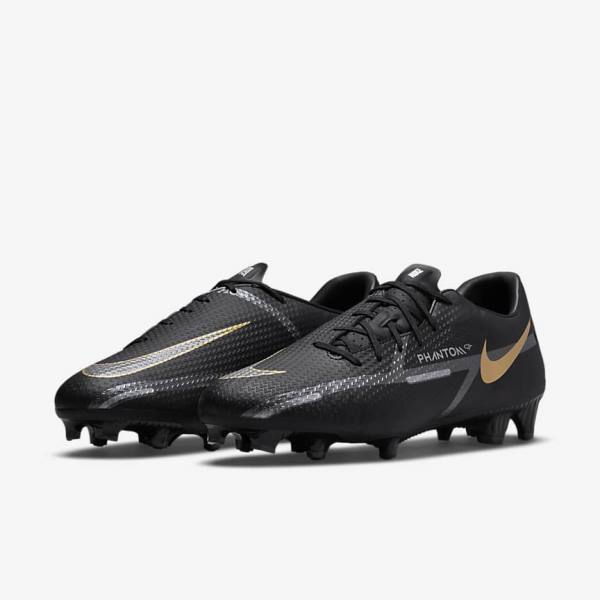 Botas de fútbol Nike Phantom GT2 Academy MG Multi-Ground Hombre Negras Metal Doradas Gris Oscuro Metal Gris Oscuro | NK412CEB