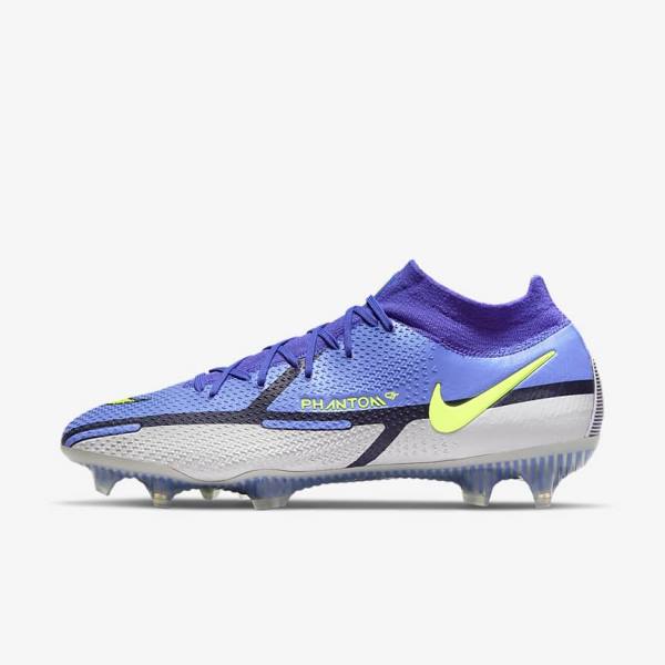 Botas de fútbol Nike Phantom GT2 Dynamic Fit Elite FG Firm-Ground Mujer Azules Gris | NK124ESV