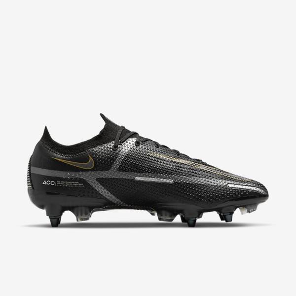 Botas de fútbol Nike Phantom GT2 Elite SG-Pro AC Soft-Ground Hombre Negras Metal Doradas Metal Plateadas Metal Gris Oscuro | NK823BWY