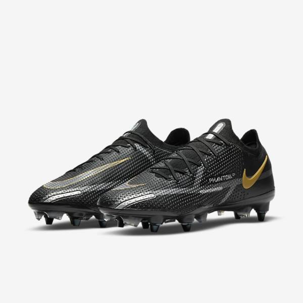 Botas de fútbol Nike Phantom GT2 Elite SG-Pro AC Soft-Ground Hombre Negras Metal Doradas Metal Plateadas Metal Gris Oscuro | NK823BWY