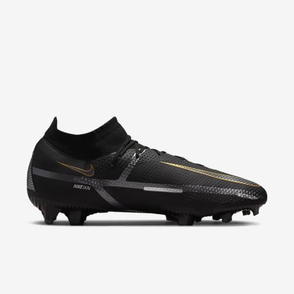 Botas de fútbol Nike Phantom GT2 Pro Dynamic Fit FG Firm-Ground Mujer Negras Metal Doradas Metal Plateadas Metal Gris Oscuro | NK031VOS