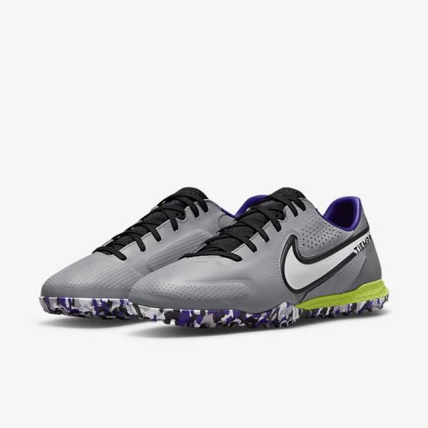 Botas de fútbol Nike React Tiempo Legend 9 Pro TF Turf Mujer Gris Claro Blancas | NK291ZPK