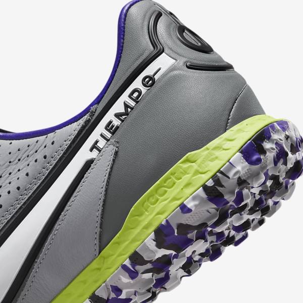 Botas de fútbol Nike React Tiempo Legend 9 Pro TF Turf Mujer Gris Claro Blancas | NK291ZPK