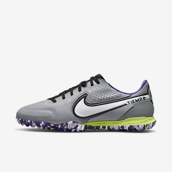 Botas de fútbol Nike React Tiempo Legend 9 Pro TF Turf Mujer Gris Claro Blancas | NK291ZPK