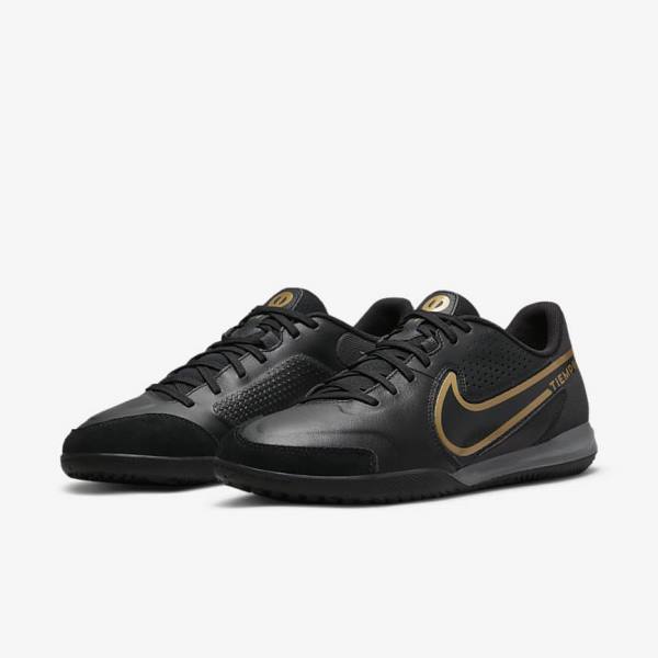 Botas de fútbol Nike Tiempo Legend 9 Academy IC Indoor-Court Mujer Negras Gris Oscuro Metal Doradas Negras | NK042RXB