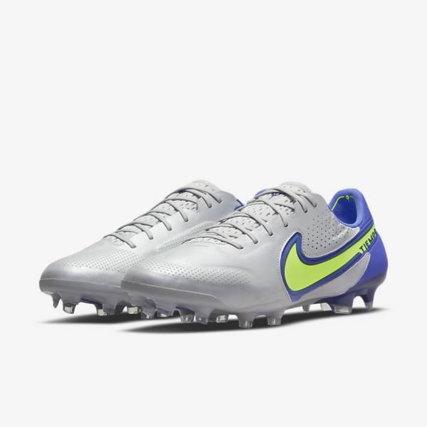 Botas de fútbol Nike Tiempo Legend 9 Elite FG Firm-Ground Mujer Gris Azules | NK103TLF