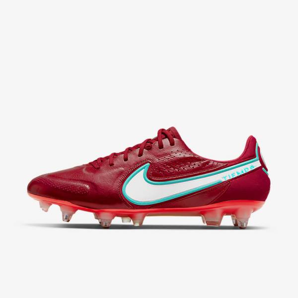 Botas de fútbol Nike Tiempo Legend 9 Elite SG-Pro AC Soft-Ground Hombre Rojas Rojas Claro Blancas | NK723FVH