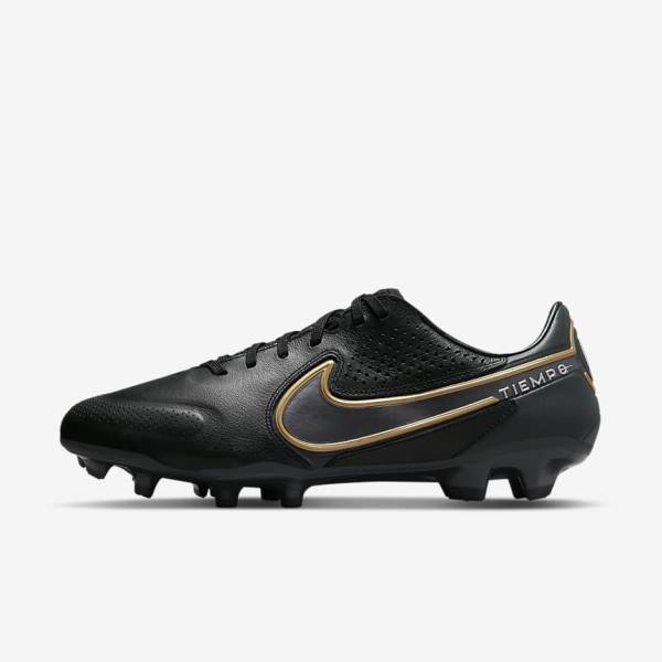 Botas de fútbol Nike Tiempo Legend 9 Pro FG Firm-Ground Hombre Negras Gris Oscuro Metal Doradas Metal Gris Oscuro | NK820ZTJ