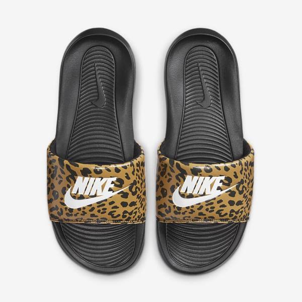 Chanclas Nike Victori One Print Mujer Negras Blancas | NK718QRT