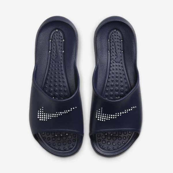 Chanclas Nike Victori One Shower Hombre Azul Marino Azul Marino Blancas | NK815PBE