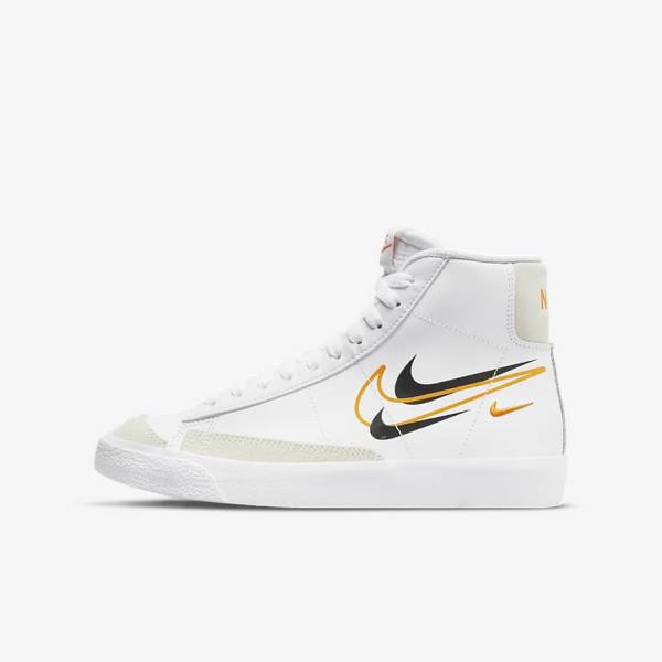 Zapatillas Baloncesto Nike Blazer Mid 77 Older Niños Blancas Negras Blancas | NK491LKG