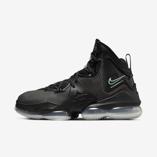 Zapatillas Baloncesto Nike LeBron 19 Hombre Negras Gris Oscuro Verde | NK268KFH