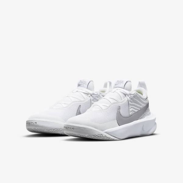 Zapatillas Baloncesto Nike Team Hustle D 10 Older Niños Blancas Metal Plateadas | NK381JRF