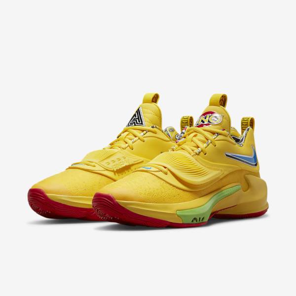 Zapatillas Baloncesto Nike Zoom Freak 3 Hombre Amarillo Blancas Rojas Negras | NK639JND