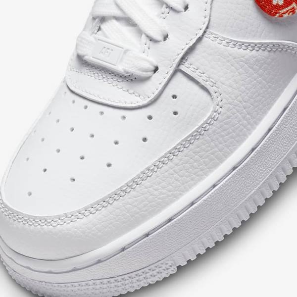 Zapatillas Nike Air Force 1 07 Mujer Blancas Naranjas | NK763EVW