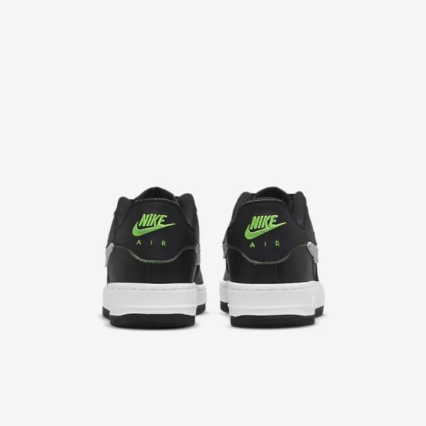 Zapatillas Nike Air Force 1-1 Older Niños Negras Metal Plateadas | NK983EQT