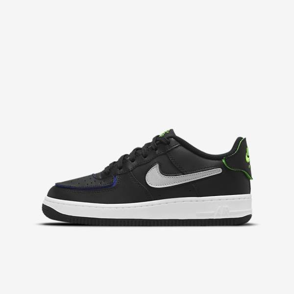 Zapatillas Nike Air Force 1-1 Older Niños Negras Metal Plateadas | NK983EQT