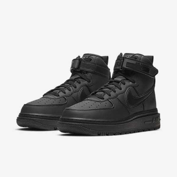 Zapatillas Nike Air Force 1 Boot Hombre Negras Gris Oscuro Blancas | NK489IVO