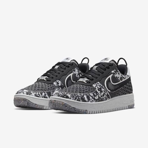 Zapatillas Nike Air Force 1 Crater Flyknit Next Nature Hombre Negras Blancas Plateadas Negras | NK524AQN