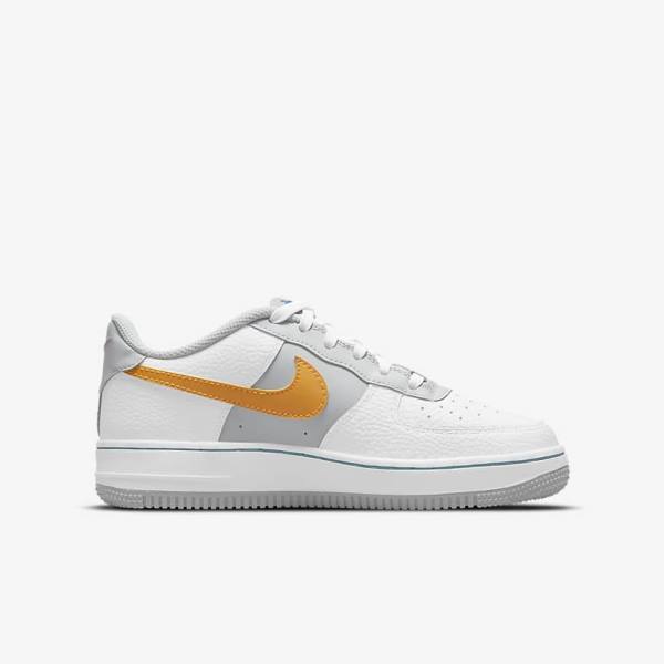 Zapatillas Nike Air Force 1 EMB Older Niños Blancas Gris Turquesa Azules | NK935GDL