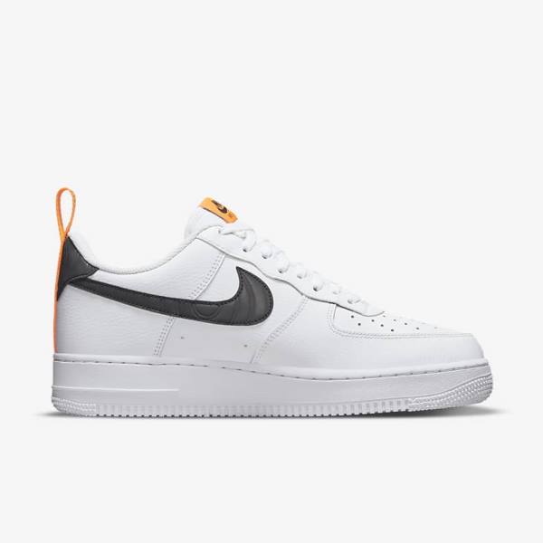 Zapatillas Nike Air Force 1 Hombre Blancas Naranjas Plateadas Negras | NK472AVM