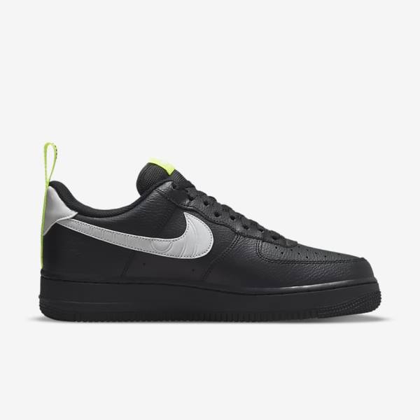 Zapatillas Nike Air Force 1 Hombre Negras Plateadas Blancas | NK172VRK