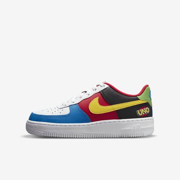 Zapatillas Nike Air Force 1 LV8 Older Niños Blancas Rojas Azul Real Doradas | NK581RFL