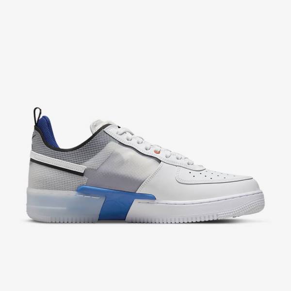 Zapatillas Nike Air Force 1 React Hombre Blancas Azules Claro Azul Real Azules Blancas | NK261UYR