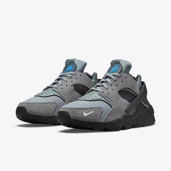 Zapatillas Nike Air Huarache Hombre Gris Azules Claro Negras Metal Plateadas | NK194UVR