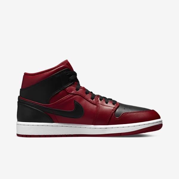 Zapatillas Nike Air Jordan 1 Mid Hombre Rojas Blancas Negras | NK895BRK