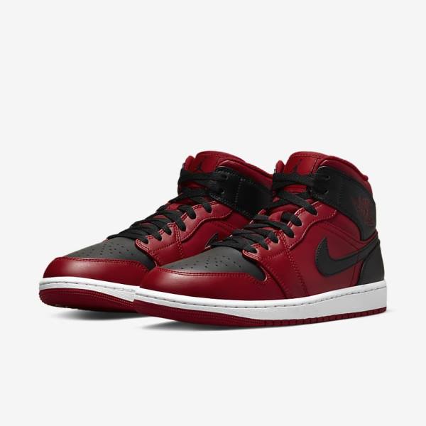 Zapatillas Nike Air Jordan 1 Mid Hombre Rojas Blancas Negras | NK895BRK