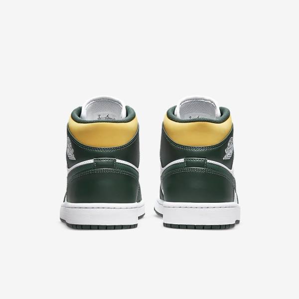 Zapatillas Nike Air Jordan 1 Mid Hombre Verde Blancas | NK921CEG