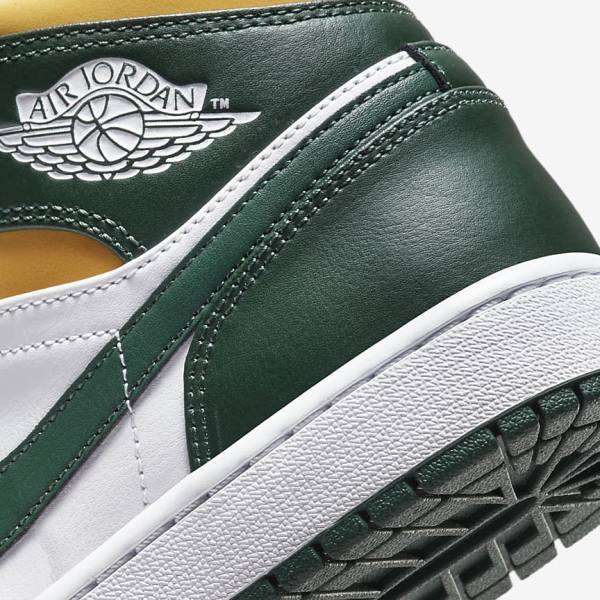 Zapatillas Nike Air Jordan 1 Mid Hombre Verde Blancas | NK921CEG