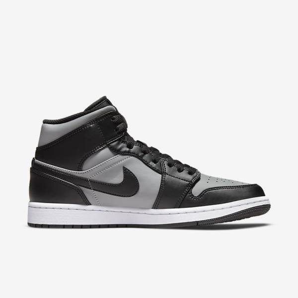 Zapatillas Nike Air Jordan 1 Mid Hombre Negras Gris Blancas Rojas | NK975NFM