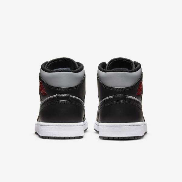 Zapatillas Nike Air Jordan 1 Mid Hombre Negras Gris Blancas Rojas | NK975NFM