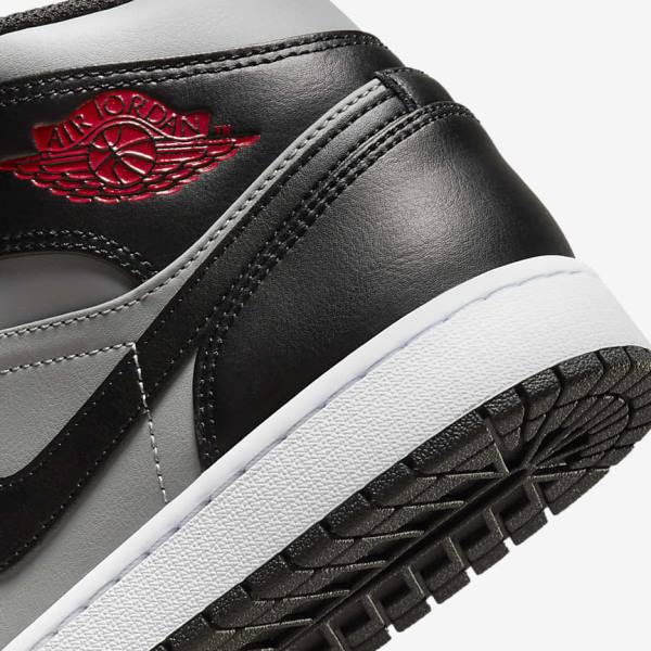 Zapatillas Nike Air Jordan 1 Mid Hombre Negras Gris Blancas Rojas | NK975NFM