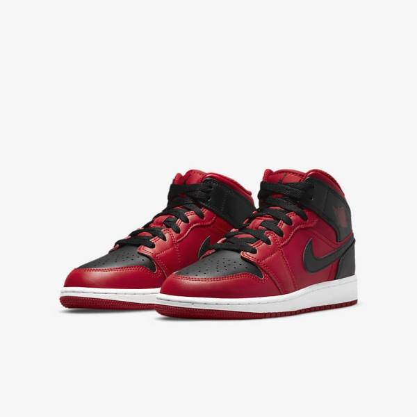 Zapatillas Nike Air Jordan 1 Mid Older Niños Rojas Blancas Negras | NK789GXC