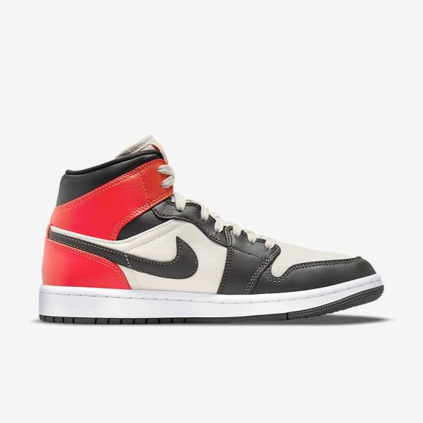 Zapatillas Nike Air Jordan 1 Mid SE Mujer Marrones Claro Rojas Claro Blancas | NK169WIN