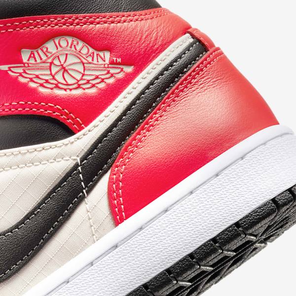 Zapatillas Nike Air Jordan 1 Mid SE Mujer Marrones Claro Rojas Claro Blancas | NK169WIN