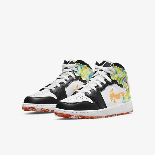 Zapatillas Nike Air Jordan 1 Mid SE Older Niños Negras Naranjas Blancas | NK198ICX